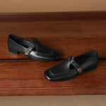 Krea Genuine Leather Whipstitch T-Strap Pumps