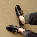 Rizon Genuine Leather Belt Buckle Shoes