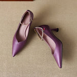 Raya Genuine Leather Rhinestone Anklet Pumps