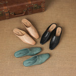 Noelle Genuine Leather Square-Toe Mules
