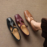 Veyla Square-Toe Genuine Leather Heels