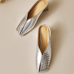 Luna Genuine Leather Sculpted Mule Heels