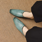 Noelle Genuine Leather Square-Toe Mules