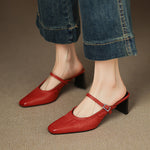 Zeva Genuine Leather Mary Jane Mules
