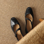 Remy Genuine Leather Almond Toe Mary Jane Flats