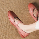 Remy Genuine Leather Almond Toe Mary Jane Flats