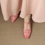 Leya Genuine Leather T-Strap Pumps