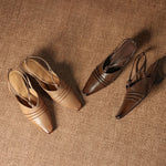 Enola Genuine Leather Cross strap Slingback Heels
