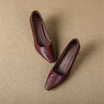 Cleva Genuine Leather Square-Toe Heels