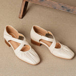 Odie Genuine Leather Cross Strap Flats