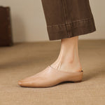 Noelle Genuine Leather Square-Toe Mules