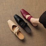 Maren Genuine Leather Square-Toe Mules