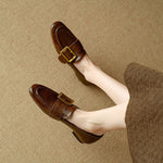 Rizon Genuine Leather Belt Buckle Shoes