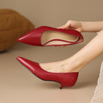 Zera Genuine Leather Pointed-Toe Heel Pumps