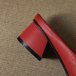 Emy Genuine Leather Square Toe Mule Heels