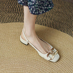 Cora Square Toe Leather Slingback Pumps