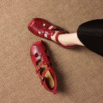 Caira Genuine Leather Peep-Toe Fisherman Sandals