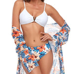 Addison® | White Print Beach Bikini and Blouse Set