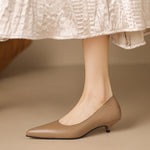 Zera Genuine Leather Pointed-Toe Heel Pumps