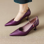 Raya Genuine Leather Rhinestone Anklet Pumps