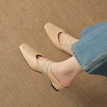 Maren Genuine Leather Square-Toe Mules