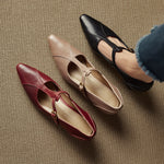 Rovena Genuine Leather T-Strap Heel Pumps