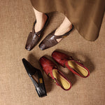 Rea Genuine Leather Square-Toe Mule Pumps