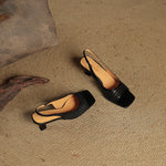 Muse Genuine Leather Square-Toe Slingback Sandals