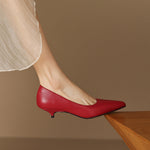 Zera Genuine Leather Pointed-Toe Heel Pumps