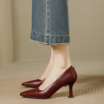 Stera Pointed-Toe Leather Heel Pumps
