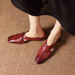 Rea Genuine Leather Square-Toe Mule Pumps