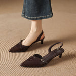 Elise Genuine Leather Pointed-Toe Slingback Heels