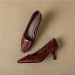 Cleva Genuine Leather Square-Toe Heels