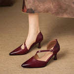 Evani Genuine Leather D'Orsay Heels