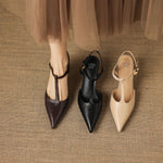 Luci Genuine Leather Pointed-Toe Mary Jane Heels