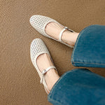 Bela Genuine Leather Hollow-Out Slingback Heels