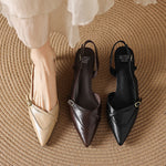 Elise Genuine Leather Pointed-Toe Slingback Heels