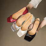 Avela Genuine Leather Open-Toe Heels