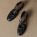 Odie Genuine Leather Cross Strap Flats