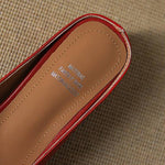 Emy Genuine Leather Square Toe Mule Heels