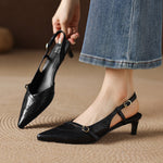 Elise Genuine Leather Pointed-Toe Slingback Heels
