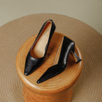 Stera Pointed-Toe Leather Heel Pumps