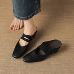 Maren Genuine Leather Square-Toe Mules