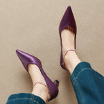 Raya Genuine Leather Rhinestone Anklet Pumps