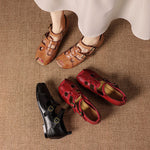 Caira Genuine Leather Peep-Toe Fisherman Sandals
