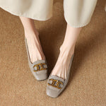 Soho Genuine Leather Block Heel Pumps