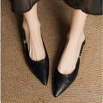 Zephy Genuine Leather Pointed Flats