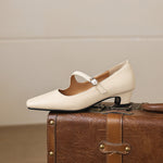 Celes Square Toe Leather Mary Jane Pumps