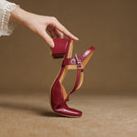 Klea Genuine Leather Cross-Strap Slingback Heels