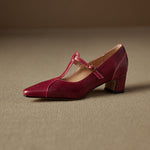 Rovena Genuine Leather T-Strap Heel Pumps